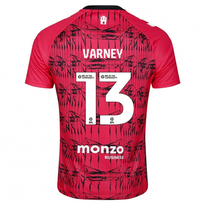 DanxenキッズOscar Varney#13レッド ホワイトゴールキーパー シャツ2025/26ジャージーユニフォーム
