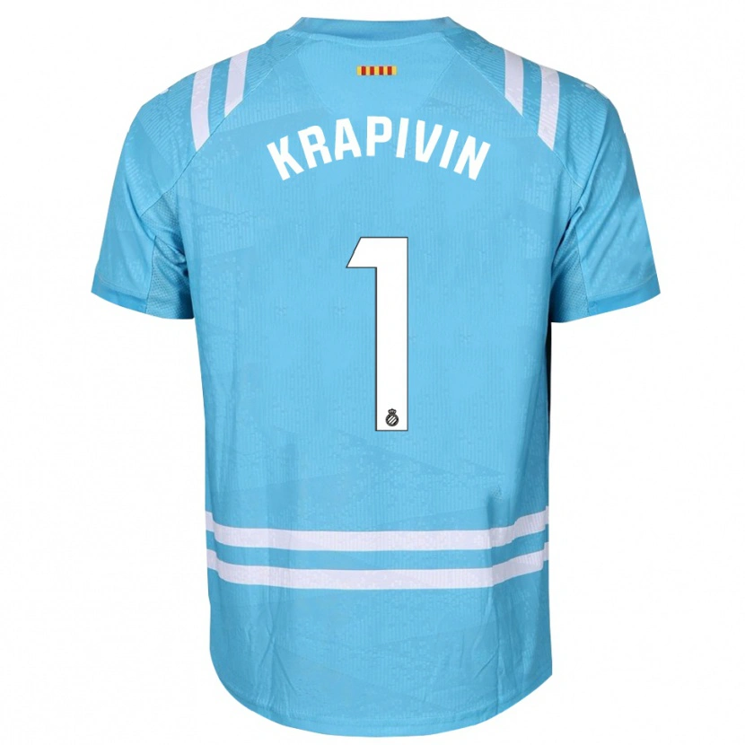 DanxenキッズYegor Krapivin#1ライトブルーホワイトゴールキーパー シャツ2025/26ジャージーユニフォーム