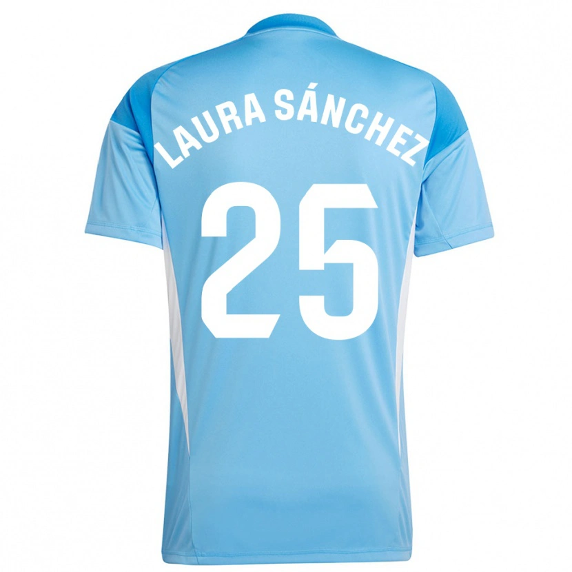 DanxenキッズLaura Sánchez Comuñas#25スカイブルーホワイトゴールキーパー シャツ2025/26ジャージーユニフォーム