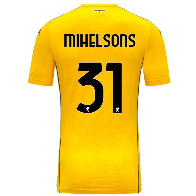 DanxenキッズRendijs Mihelsons#31ダーク黄黒ゴールキーパー シャツ2025/26ジャージーユニフォーム