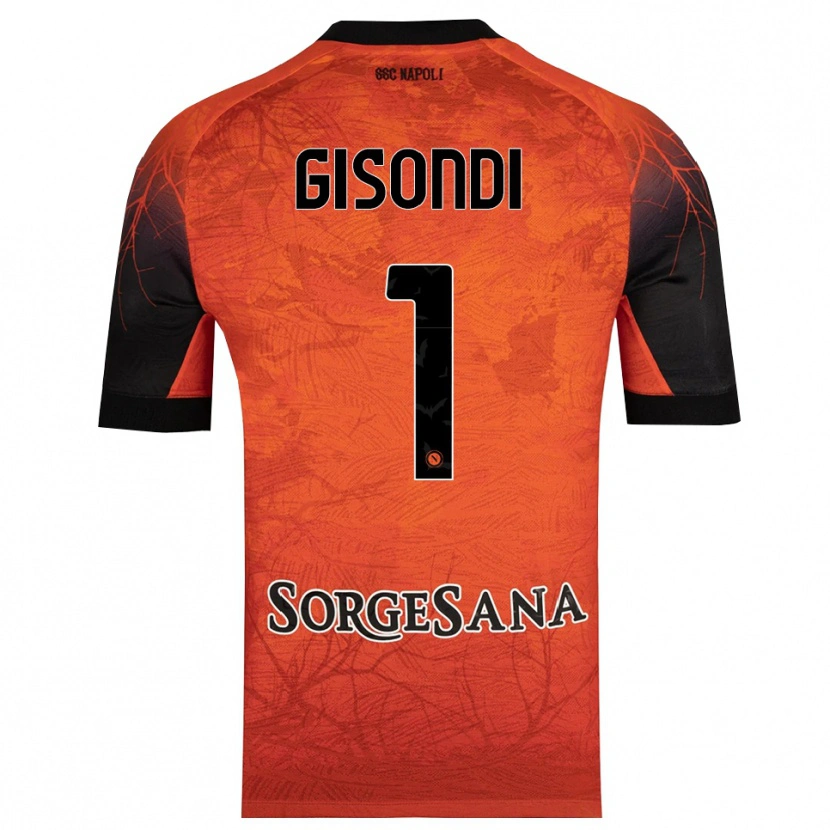 DanxenキッズFrancesco Gisondi#1オレンジ赤黒ゴールキーパー シャツ2025/26ジャージーユニフォーム