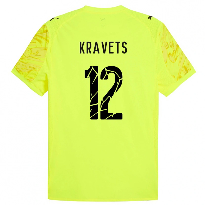 DanxenキッズVladyslav Kravets#12グリーンイエローゴールキーパー シャツ2025/26ジャージーユニフォーム
