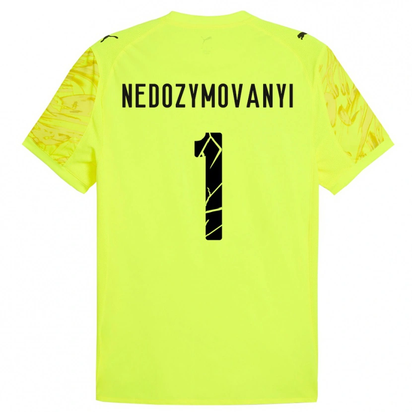 DanxenキッズArtem Nedozymovanyi#1グリーンイエローゴールキーパー シャツ2025/26ジャージーユニフォーム