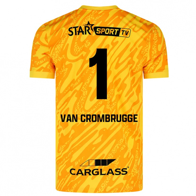 DanxenメンズHendrik Van Crombrugge#1オレンジ 黄色 黒ゴールキーパー シャツ2025/26ジャージーユニフォーム