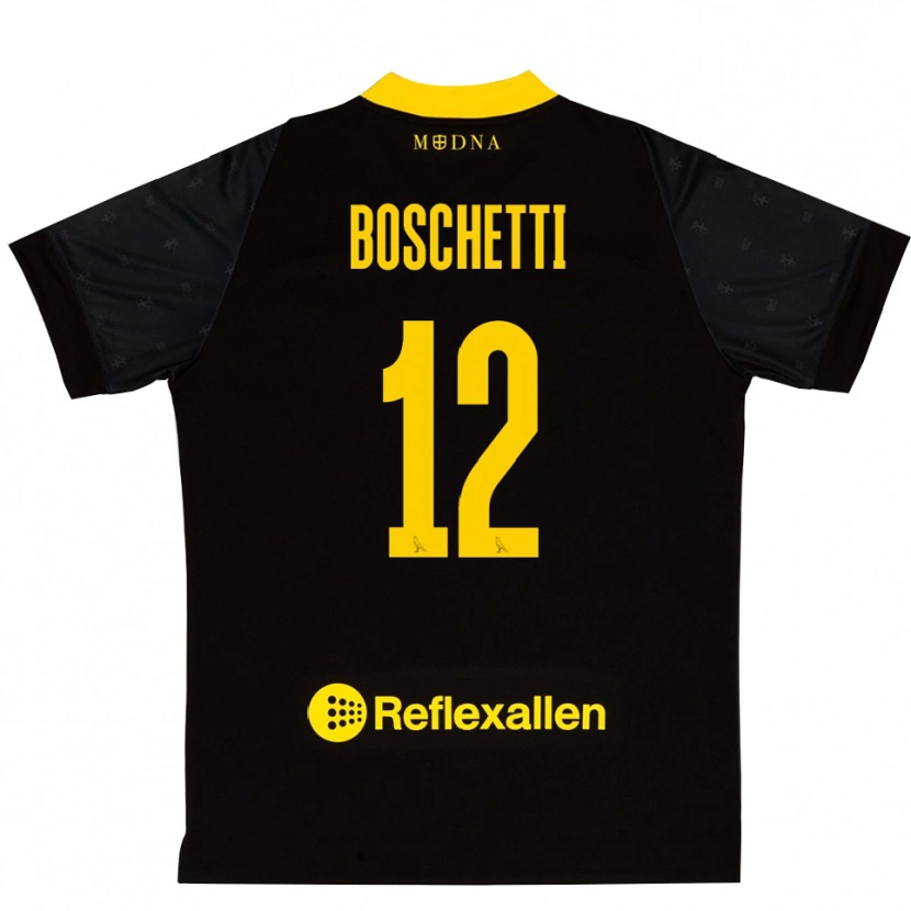 DanxenメンズMatteo Boschetti#12ブラック イエローゴールキーパー シャツ2025/26ジャージーユニフォーム