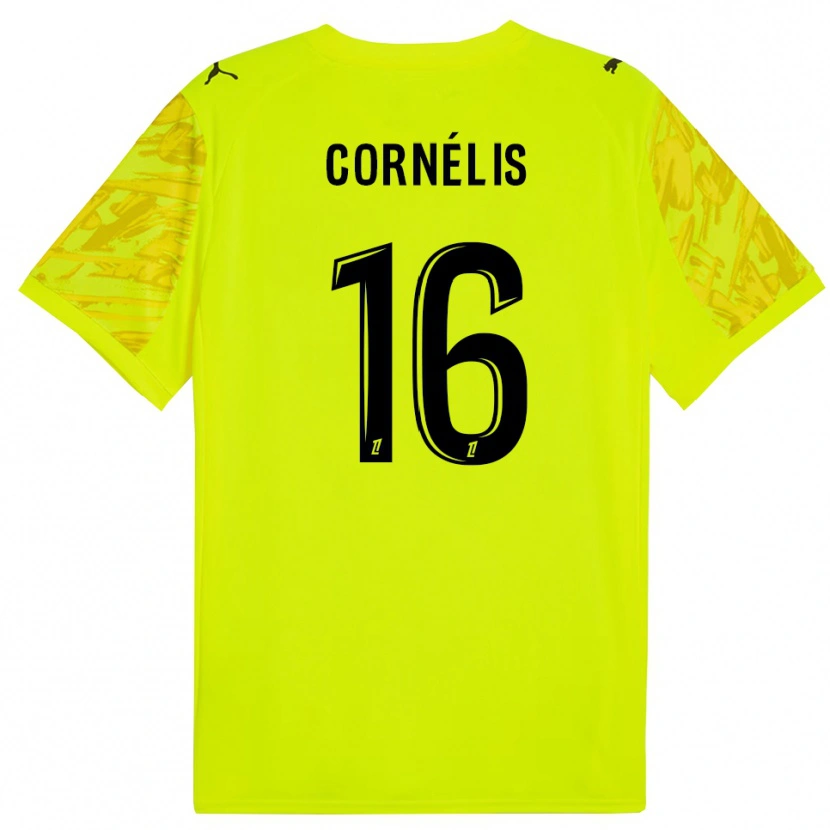 DanxenレディースAristide Cornélis#16蛍光グリーンイエローゴールキーパー シャツ2025/26ジャージーユニフォーム