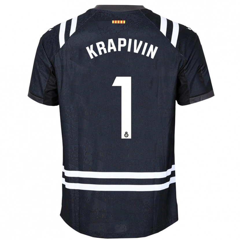 DanxenレディースYegor Krapivin#1ブラックホワイトゴールキーパー シャツ2025/26ジャージーユニフォーム