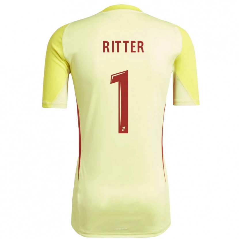 DanxenレディースMaxime Ritter#1ライトイエローレッドゴールキーパー シャツ2025/26ジャージーユニフォーム