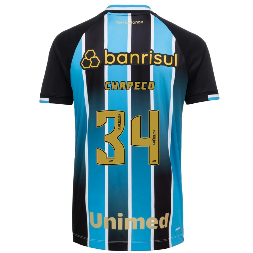 Danxenキッズガブリエウ・シャペコ#34青茶黒ホームシャツ2026/27ジャージーユニフォーム