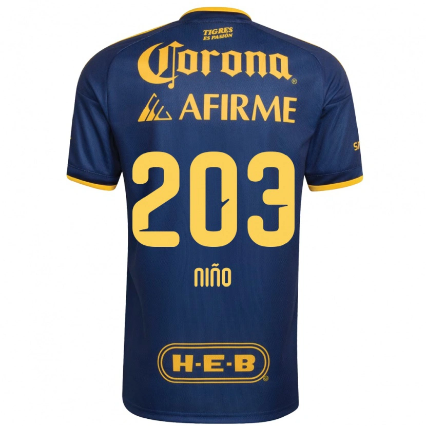 DanxenキッズFernando Niño#203ロイヤルブルー黄アウェイシャツ2026/27ジャージーユニフォーム