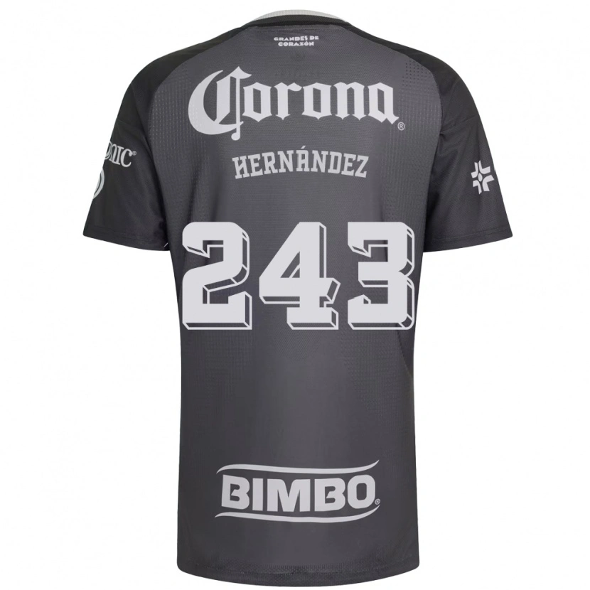 DanxenメンズEduardo Hernández#243灰色白黒アウェイシャツ2026/27ジャージーユニフォーム