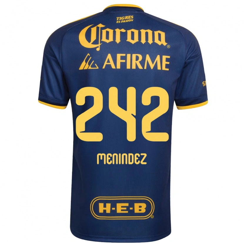 DanxenレディースJonathan Menindez#242ロイヤルブルー黄アウェイシャツ2026/27ジャージーユニフォーム