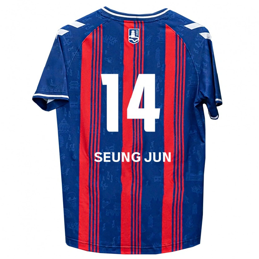 DanxenキッズSeung-Jun Yeom#14青赤白ホームシャツ2026/27ジャージーユニフォーム
