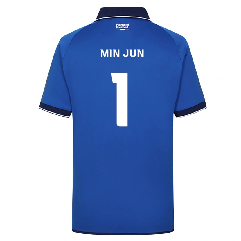 DanxenキッズMin-Jun Kim#1ロイヤルブルー白赤ホームシャツ2026/27ジャージーユニフォーム