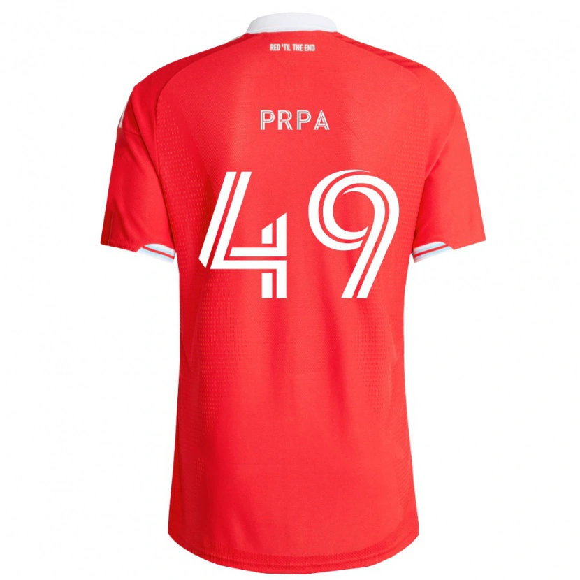 DanxenキッズLuka Prpa#49赤濃青白ホームシャツ2026/27ジャージーユニフォーム