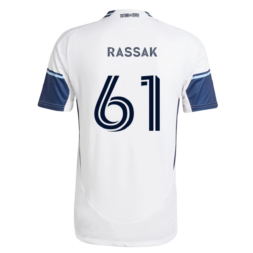 DanxenキッズCarson Rassak#61白ロイヤルブルーホームシャツ2026/27ジャージーユニフォーム