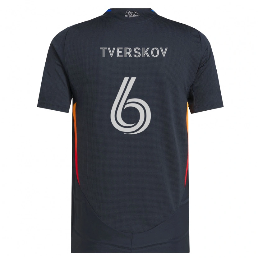 DanxenキッズJeppe Tverskov#6ダークグレー赤ホームシャツ2026/27ジャージーユニフォーム