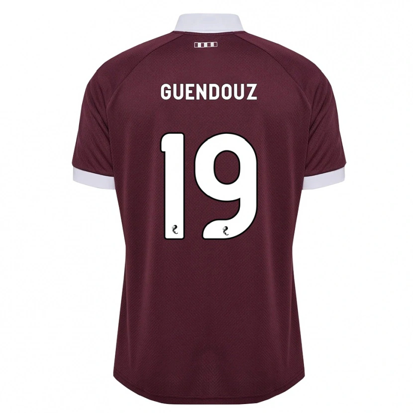 DanxenキッズSabri Guendouz#19バーガンディ 白ホームシャツ2026/27ジャージーユニフォーム