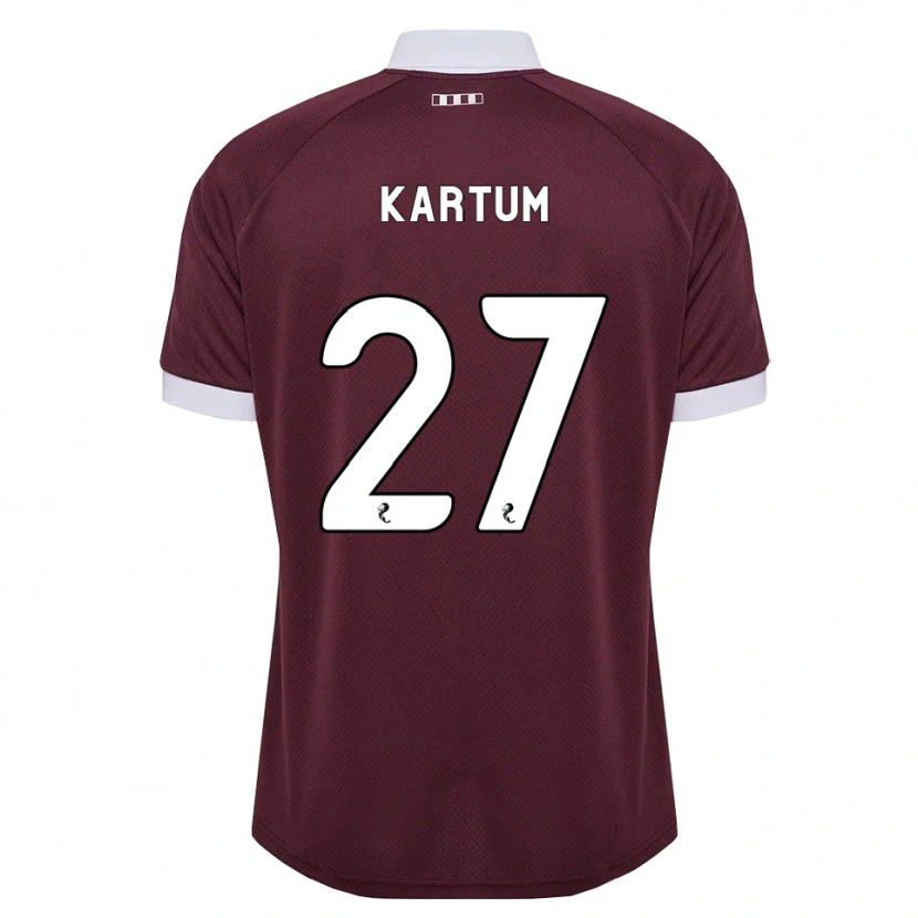 DanxenキッズSander Kartum#27バーガンディ 白ホームシャツ2026/27ジャージーユニフォーム