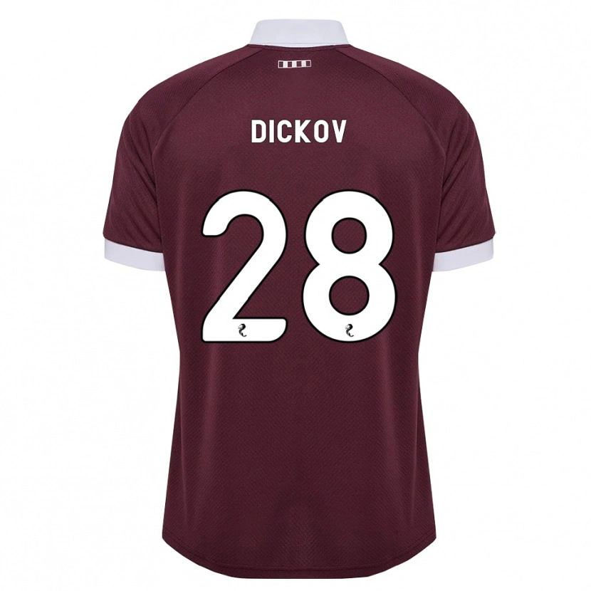 DanxenキッズSam Dickov#28バーガンディ 白ホームシャツ2026/27ジャージーユニフォーム