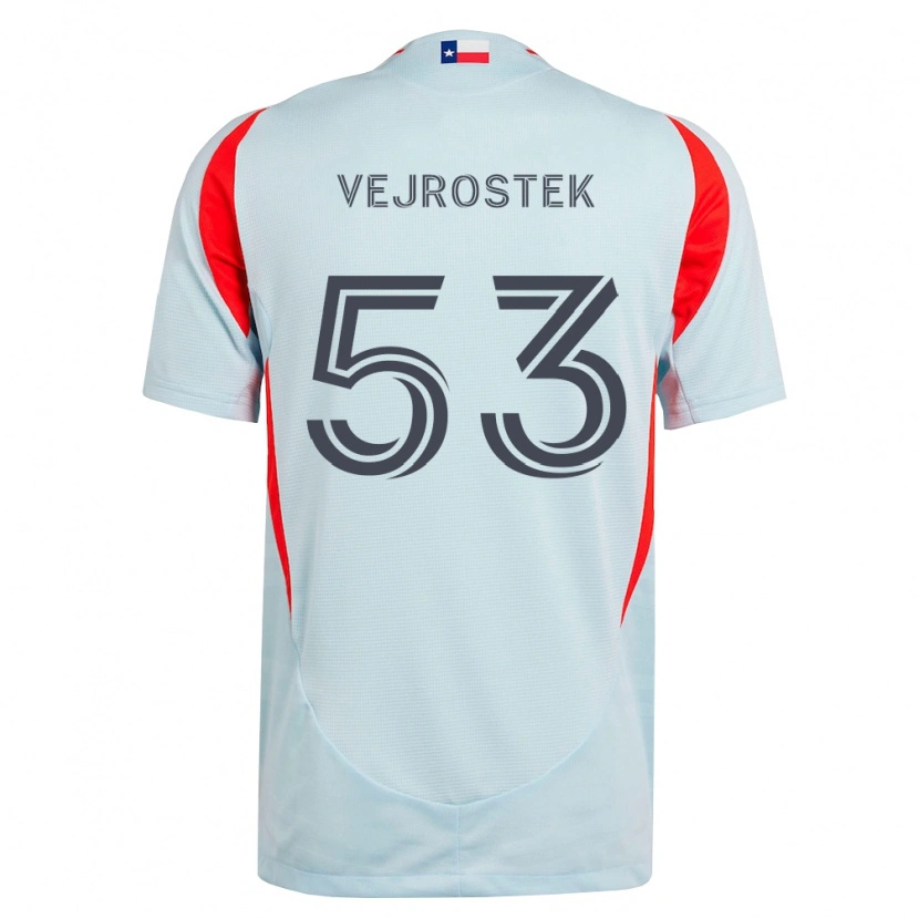 DanxenキッズLiam Vejrostek#53ダークグレー白赤アウェイシャツ2026/27ジャージーユニフォーム