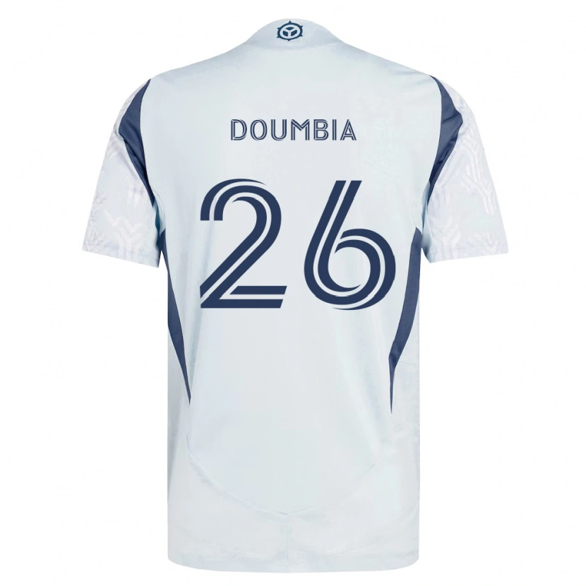 Danxenキッズウスマン・ドゥンビア#26青灰色白アウェイシャツ2026/27ジャージーユニフォーム