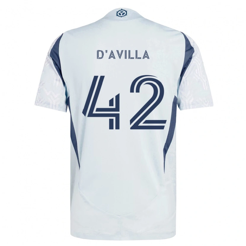DanxenキッズDjé D'avilla#42青灰色白アウェイシャツ2026/27ジャージーユニフォーム
