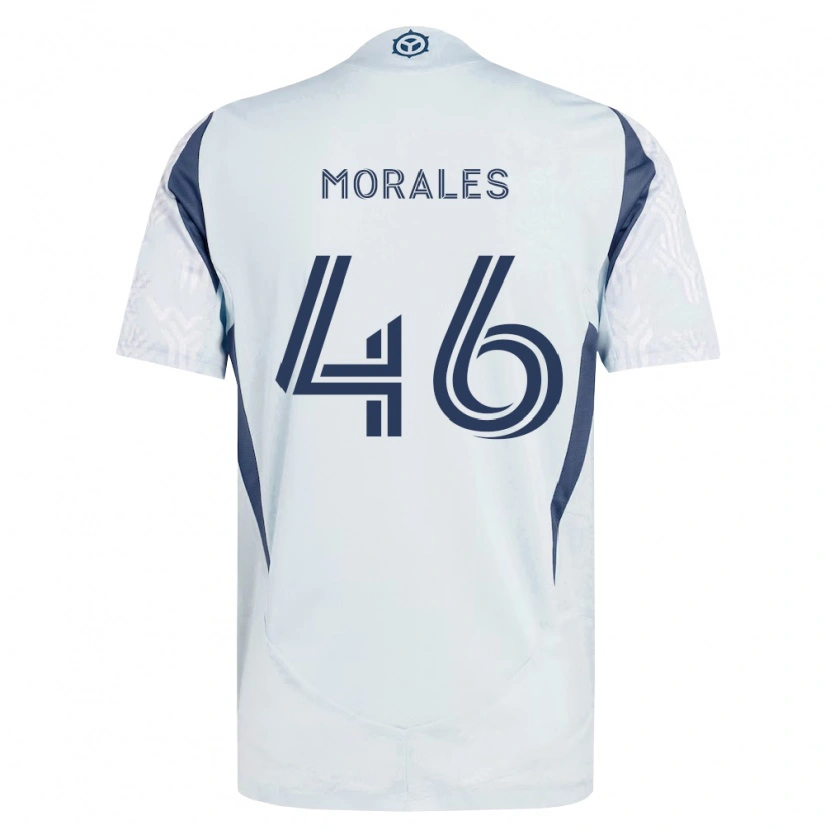 DanxenキッズChristopher Morales#46青灰色白アウェイシャツ2026/27ジャージーユニフォーム