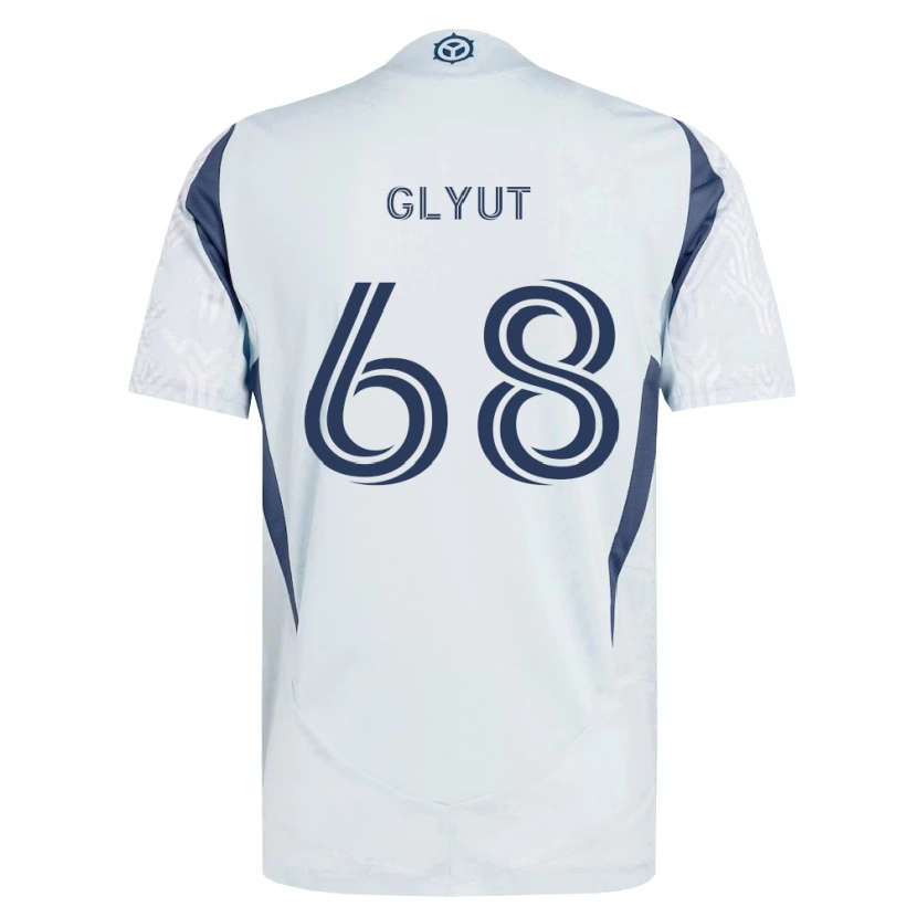 DanxenキッズVitaliy Glyut#68青灰色白アウェイシャツ2026/27ジャージーユニフォーム