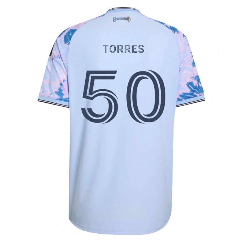 DanxenキッズJorge Torres#50ロイヤルブルー白黒アウェイシャツ2026/27ジャージーユニフォーム