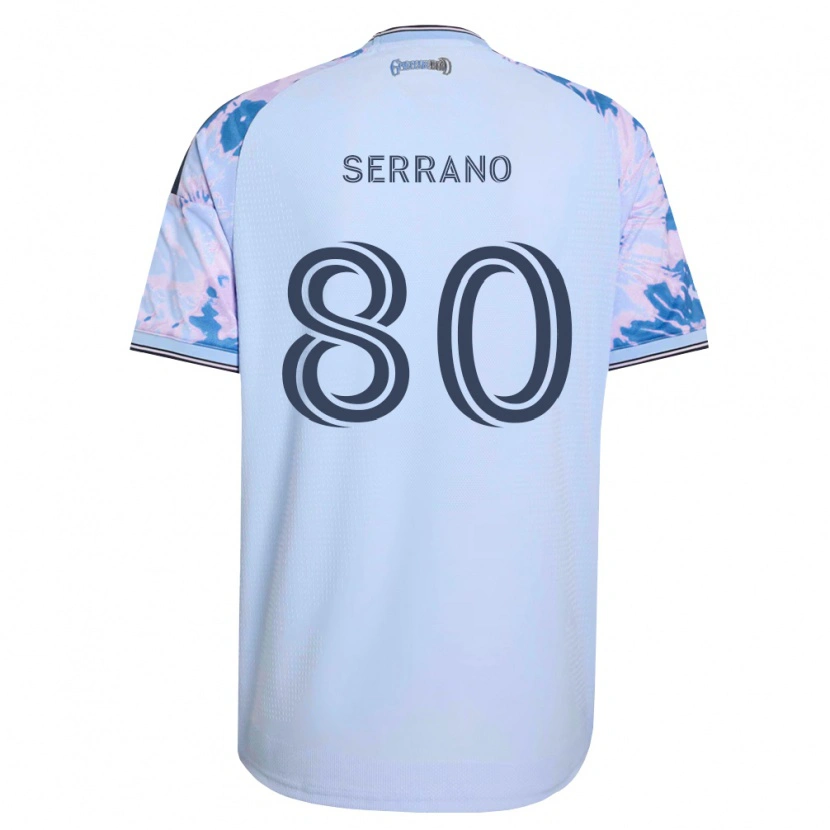 DanxenキッズDavid Serrano#80ロイヤルブルー白黒アウェイシャツ2026/27ジャージーユニフォーム