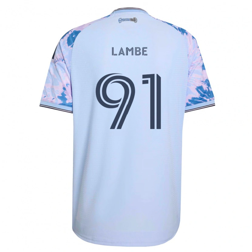 DanxenキッズConnor Lambe#91ロイヤルブルー白黒アウェイシャツ2026/27ジャージーユニフォーム