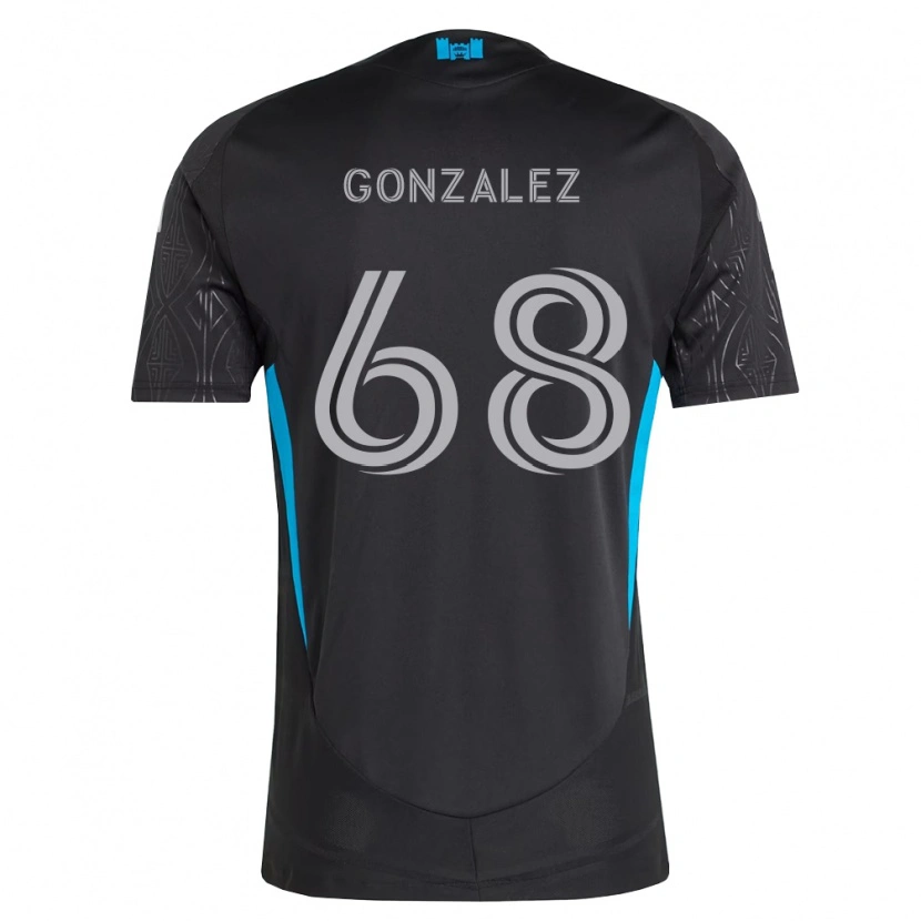 DanxenキッズCarlos Gonzalez#68黒白空色アウェイシャツ2026/27ジャージーユニフォーム