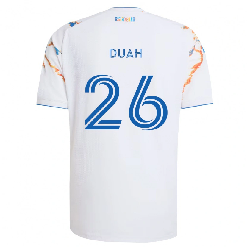 DanxenキッズManu Duah#26白オレンジ青アウェイシャツ2026/27ジャージーユニフォーム