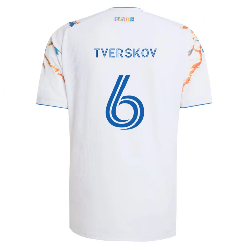 DanxenメンズJeppe Tverskov#6白オレンジ青アウェイシャツ2026/27ジャージーユニフォーム