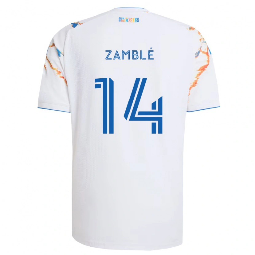 DanxenメンズBryan Zamblé#14白オレンジ青アウェイシャツ2026/27ジャージーユニフォーム