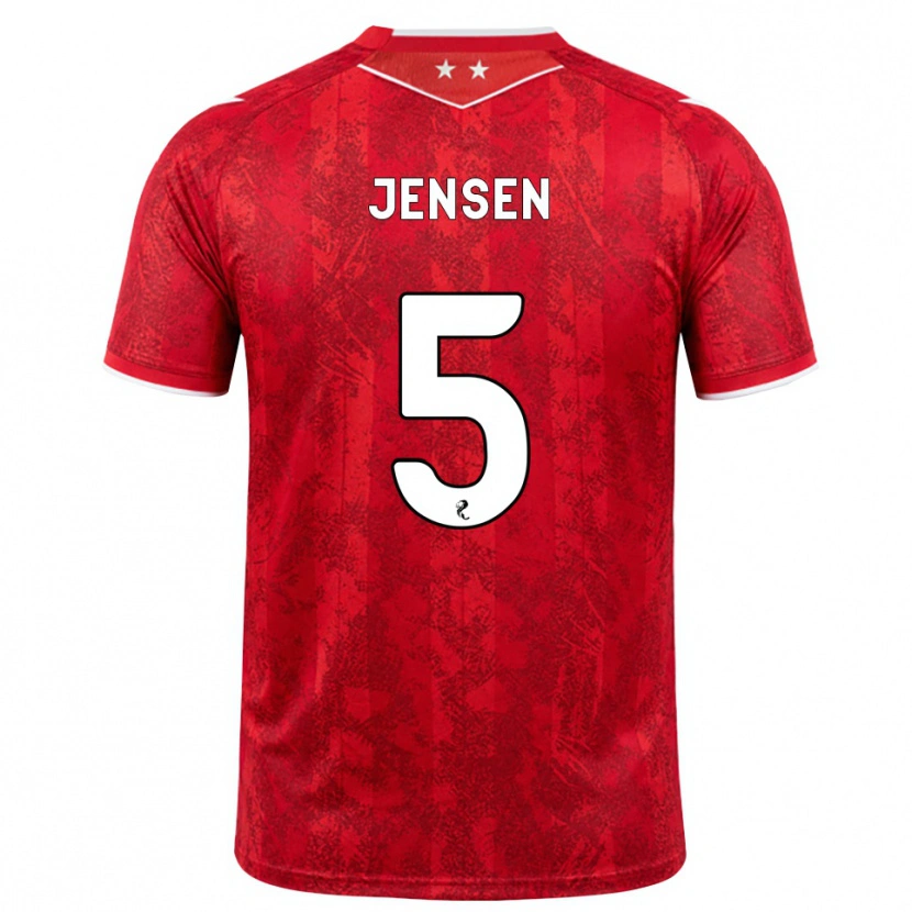 Danxenレディースリチャード・ジェンセン#5赤 白ホームシャツ2026/27ジャージーユニフォーム
