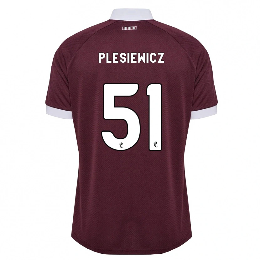 DanxenレディースSzymon Plesiewicz#51バーガンディ 白ホームシャツ2026/27ジャージーユニフォーム