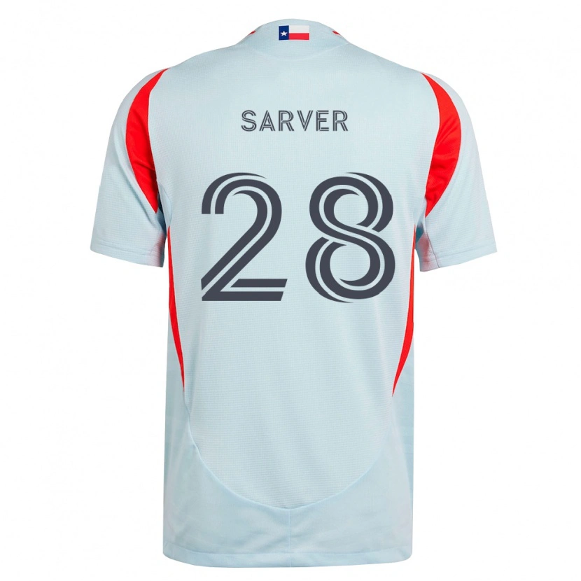 Danxenレディースサミュエル・サーバー#28ダークグレー白赤アウェイシャツ2026/27ジャージーユニフォーム