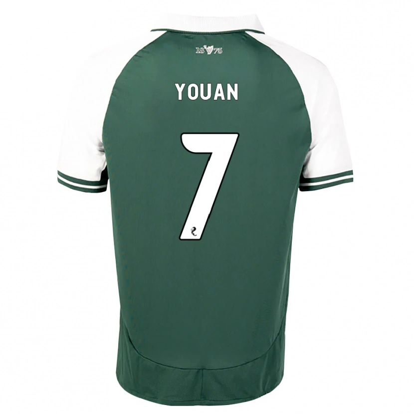 DanxenキッズÉlie Youan#7シーグリーン白ホームシャツ2026/27ジャージーユニフォーム