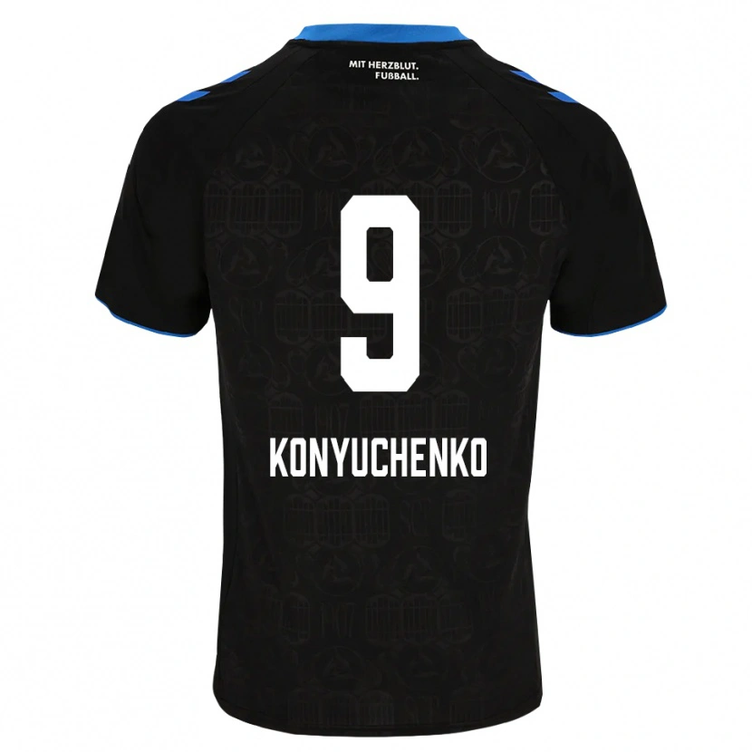 DanxenキッズYehor Konyuchenko#9ブラック ホワイト レッドホームシャツ2026/27ジャージーユニフォーム