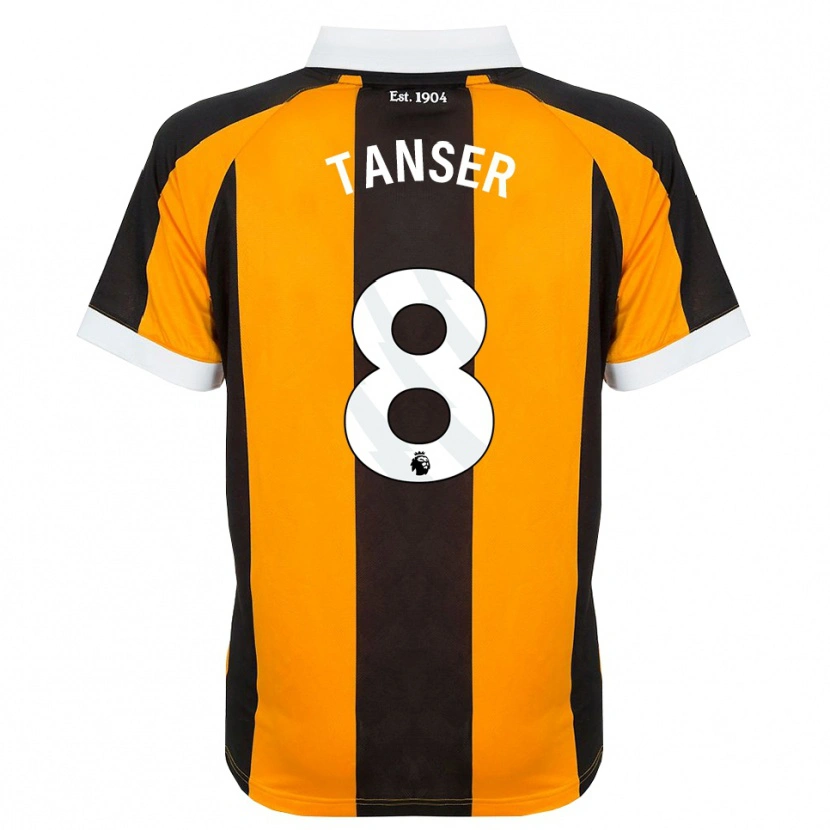 DanxenキッズEllie Tanser#8オレンジ ブラック ホワイトホームシャツ2026/27ジャージーユニフォーム