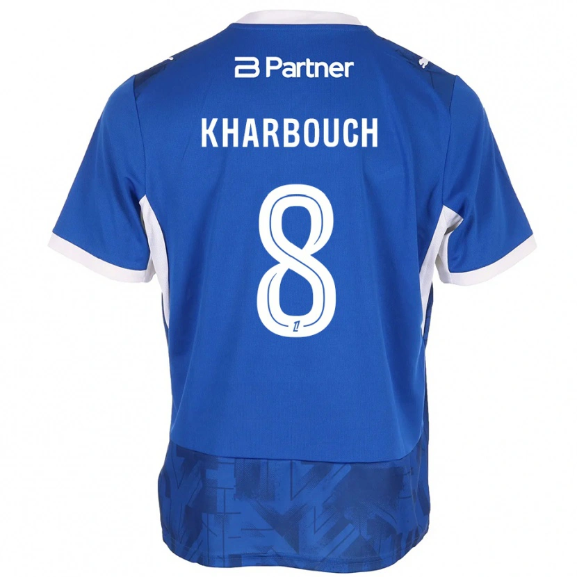 DanxenキッズYanis Kharbouch#8ミディアムブルー ホワイトホームシャツ2026/27ジャージーユニフォーム