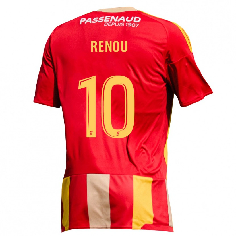 DanxenキッズBaptiste Renou#10レッド イエロー グリーンホームシャツ2026/27ジャージーユニフォーム
