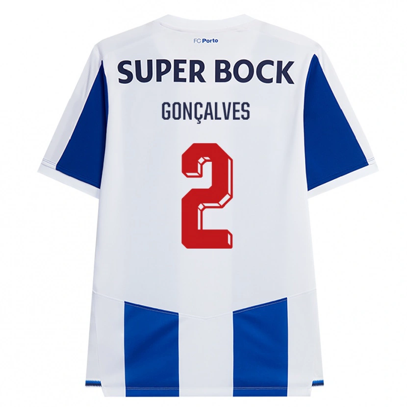 DanxenキッズEma Gonçalves#2ブルー ホワイト レッドホームシャツ2026/27ジャージーユニフォーム