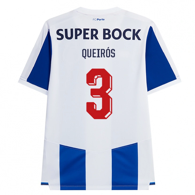 DanxenキッズMariana Queirós#3ブルー ホワイト レッドホームシャツ2026/27ジャージーユニフォーム