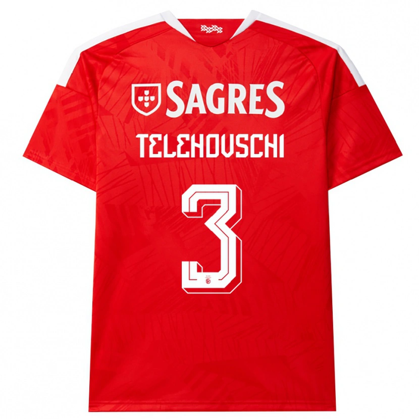 DanxenキッズDinis Telehovschi#3レッド ホワイト イエローホームシャツ2026/27ジャージーユニフォーム