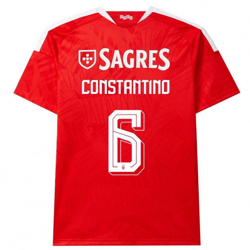 DanxenキッズSimão Constantino#6レッド ホワイト イエローホームシャツ2026/27ジャージーユニフォーム