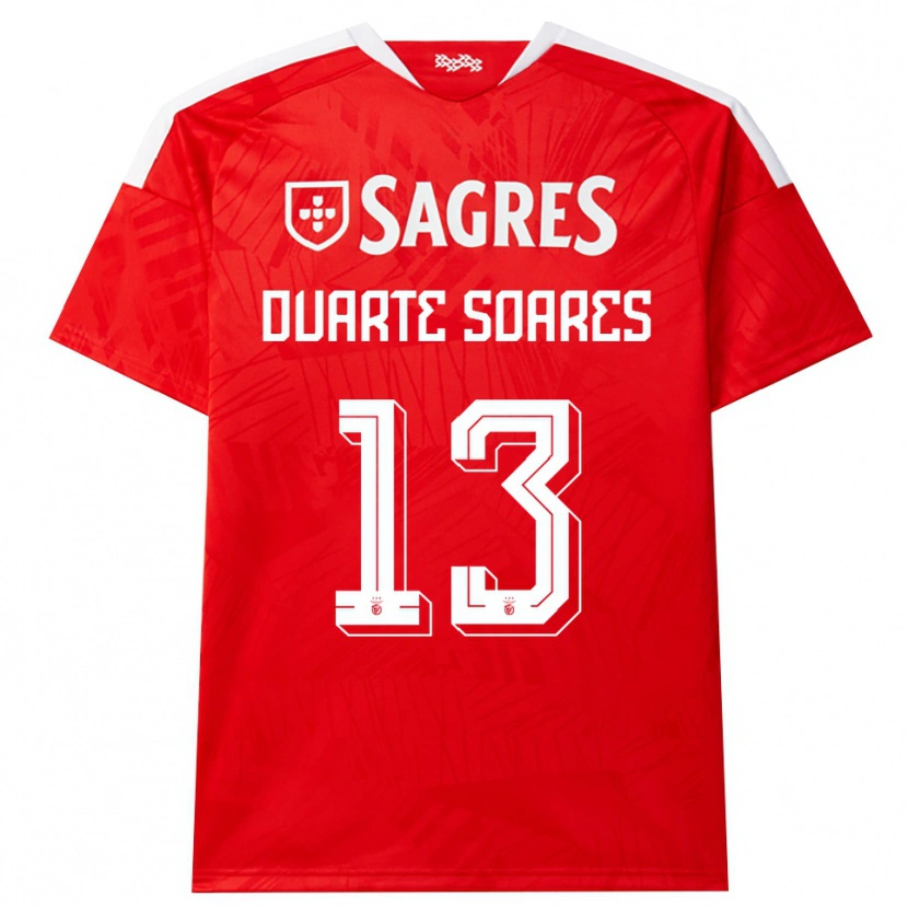 DanxenキッズDuarte Soares#13レッド ホワイト イエローホームシャツ2026/27ジャージーユニフォーム