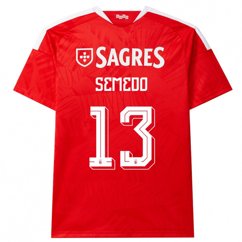 DanxenキッズBenjamim Semedo#13レッド ホワイト イエローホームシャツ2026/27ジャージーユニフォーム